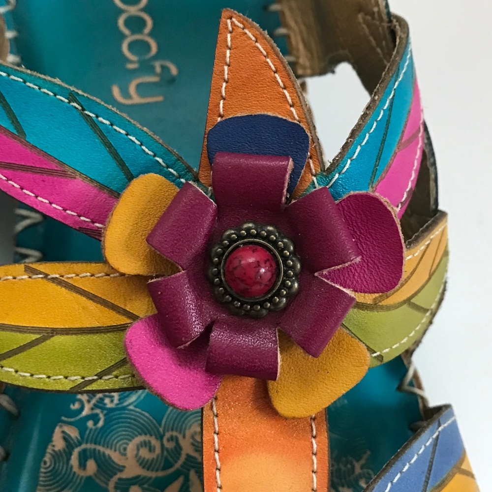 SOCOFY Flower Sandals Leather Bohemian Women’s Size 7 - Picture 5 of 16